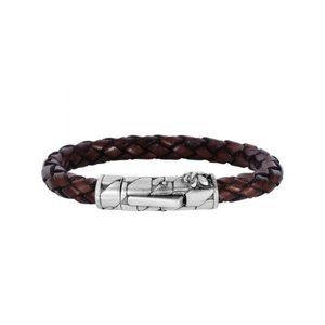 8" Leather 8mm Braided Round Bracelet